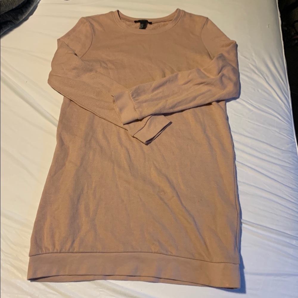 Blush pink long sleeve sweater dress